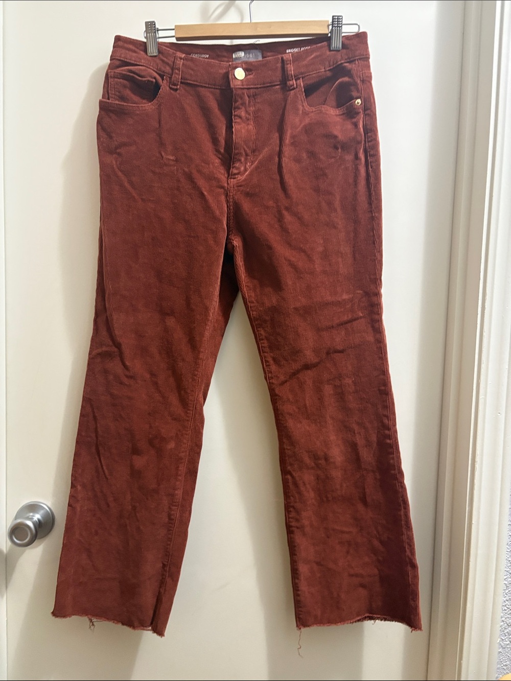 DL1961 Women's Rust Brown Corduroy Wide Leg Jeans